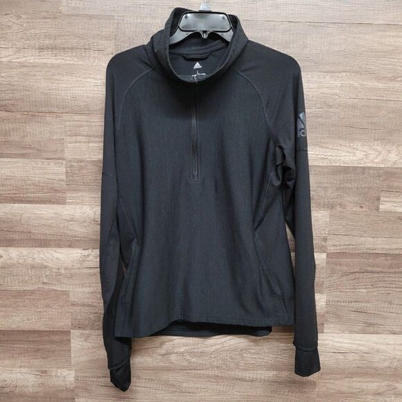 Adidas Climalite Jacket Black Performer Baseline 1/4 Zip Active Womens L - Picture 4 of 13